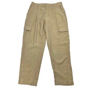 A New Day Womens Pleated Front Khaki Pants Cargo Pockets Tan Size 10 High Rise